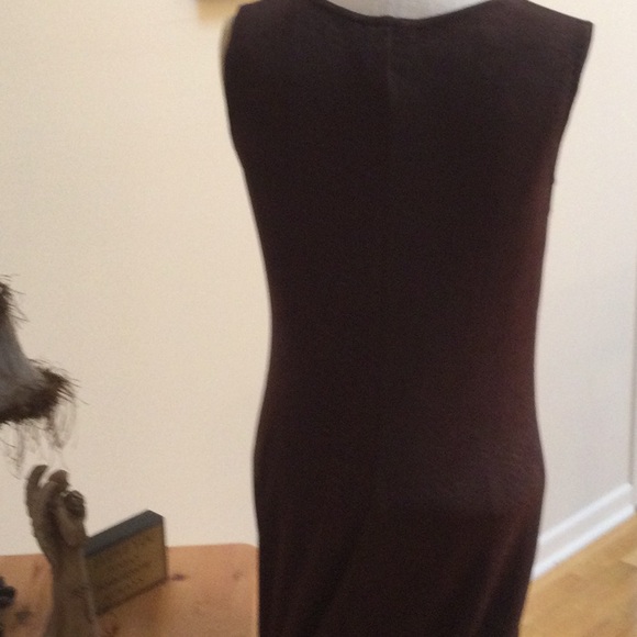 Gorgeous brown sleeveless sheath , black border bottom side openings size 6 - Picture 7 of 9